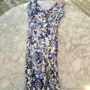 Dresses - Blue and White Floral Maxi Dress Dresses - Blue and White Floral Maxi Dress